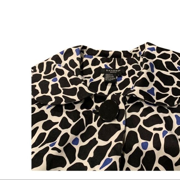 Sandro Giraffe Print Lined Jacket Peter Pan Collar - Picture 3 of 6